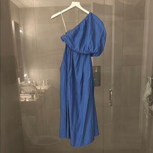 FARM Rio One-Shoulder Royal Blue Midi Dress